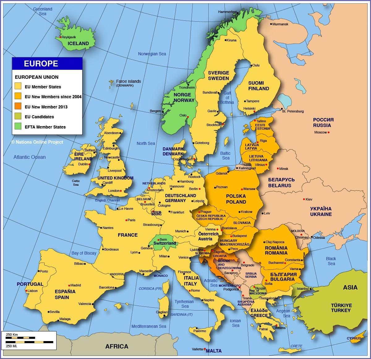 Москва газрын зураг дээр европын
